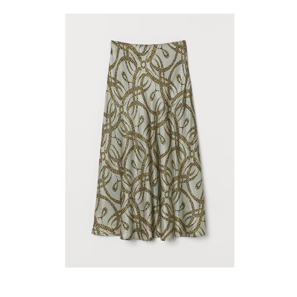 Richard Allan x H&M Collab Patterned Skirt Sz 14 Olive Green - Picture 1 of 6